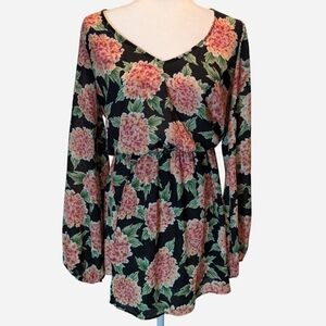 Pre-owned Show Me Your MuMu Black Floral Long Sleeve Dress